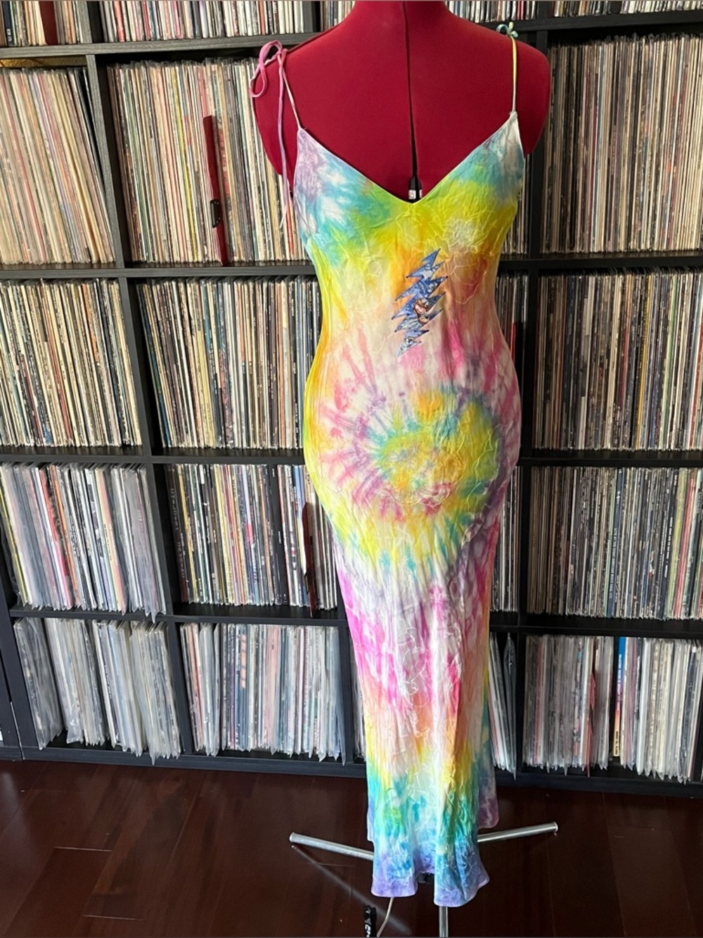 Rainbow swirl hippie slip dress 90s bias stealie bolt dead 💀 grateful faerie ⚡️ - Picture 4 of 15